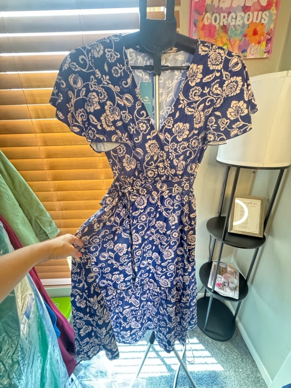 Cupshe Navy Blue Floral Maxi Dress